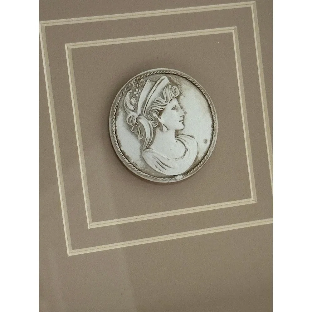Set of 3 Framed Ceramic Intaglio Bust Relief Wall Art Vintage-Style 9.5 Inch